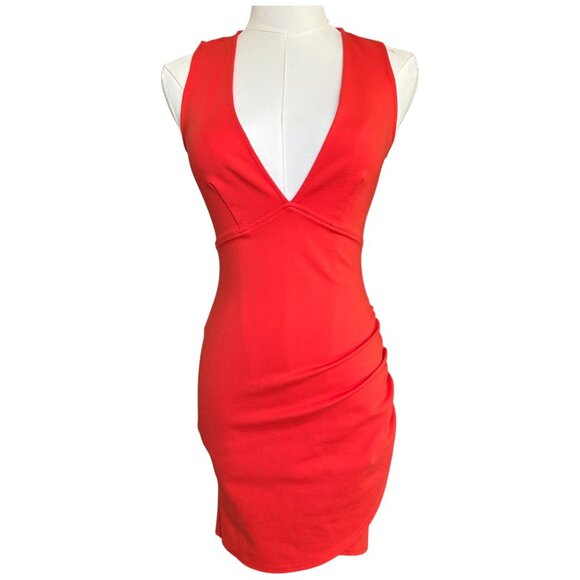 Superdown Skye Mini Dress Orange Ruched Bodycon XS - Picture 2 of 9
